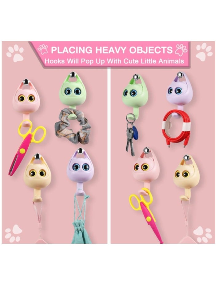 Creative wink cute CAT eyes Adhesive Hooks with a Stretch man toy,Cute Wink Cat Shape Hooks, open close cute eyes hooks, wink Wall Hangings holders 2pcs