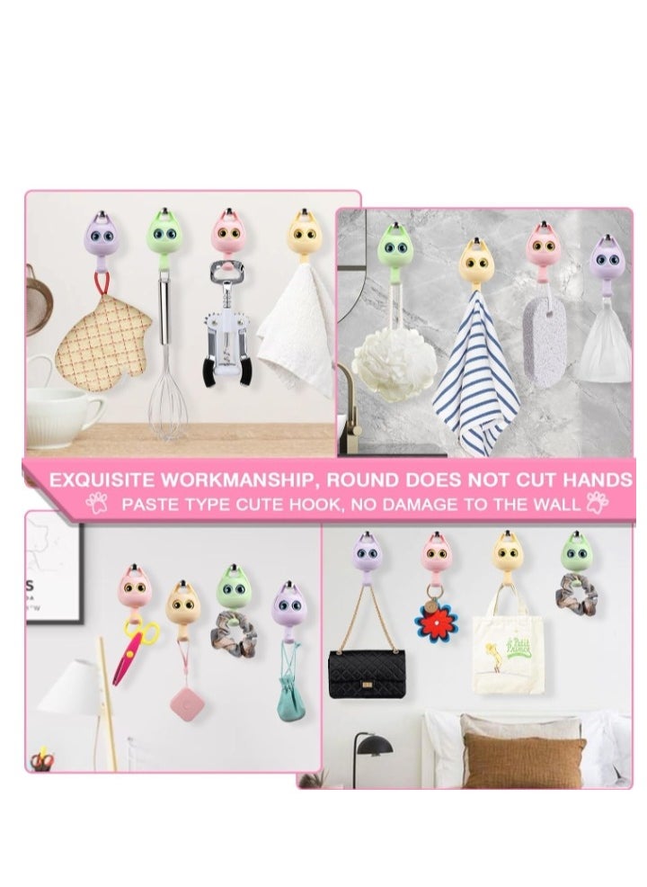 Creative wink cute CAT eyes Adhesive Hooks with a Stretch man toy,Cute Wink Cat Shape Hooks, open close cute eyes hooks, wink Wall Hangings holders 2pcs