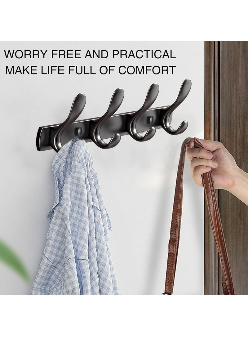 4 Door Hook Coat Bathroom Towel Hooks Wall Mounted Screw Fixed，Coat Hanger Robe Rack Holder in Bedroom or Kitchen, Black