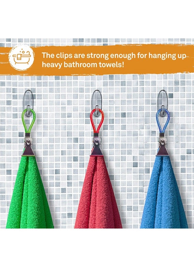 Tea Towel Hanging Clips, 5 Colors Metal Tea Towel Storage Clip, Multicolour Bath Towels Clothes Peg for Homes Beach Bathroom (Blue Green Red Yellow Silver)