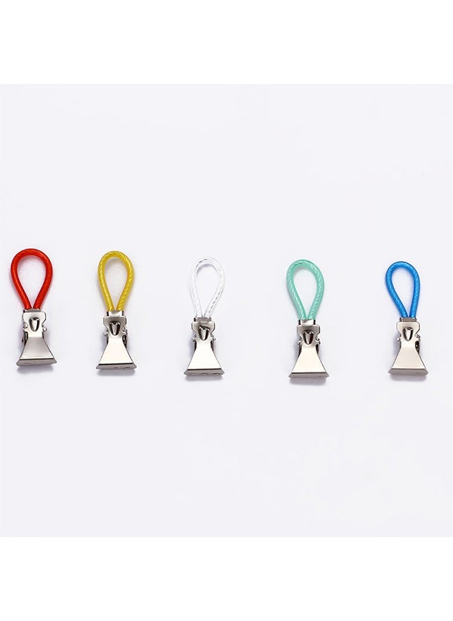 Tea Towel Hanging Clips, 5 Colors Metal Tea Towel Storage Clip, Multicolour Bath Towels Clothes Peg for Homes Beach Bathroom (Blue Green Red Yellow Silver)