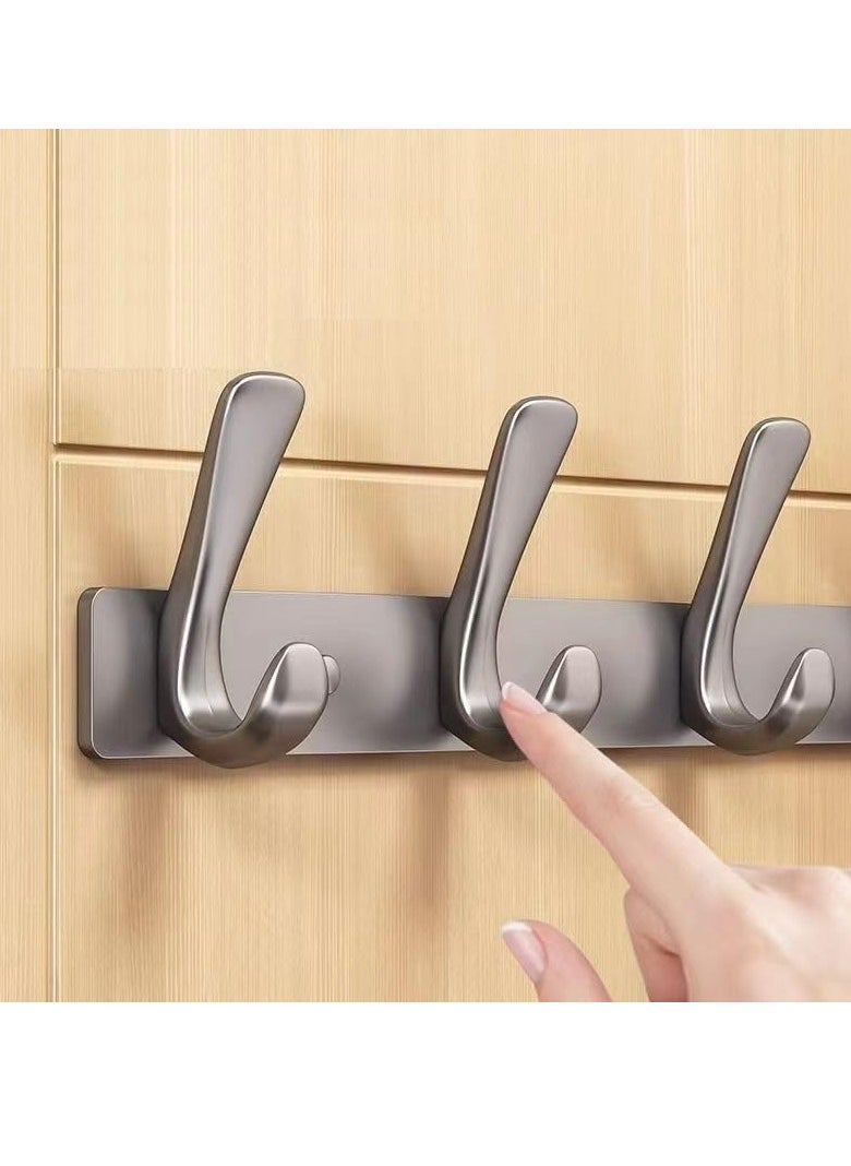 4 Door Hook Coat Bathroom Towel Hooks Wall Mounted Screw Fixed，Coat Hanger Robe Rack Holder in Bedroom or Kitchen, Gray