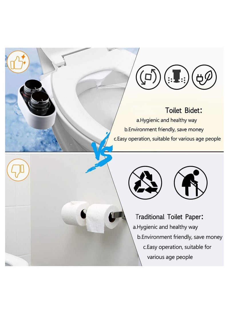 Toilet accessories - Non-electric cold water toilet accessories with pressure control, retractable self-cleaning dual nozzles for front and rear cleaning