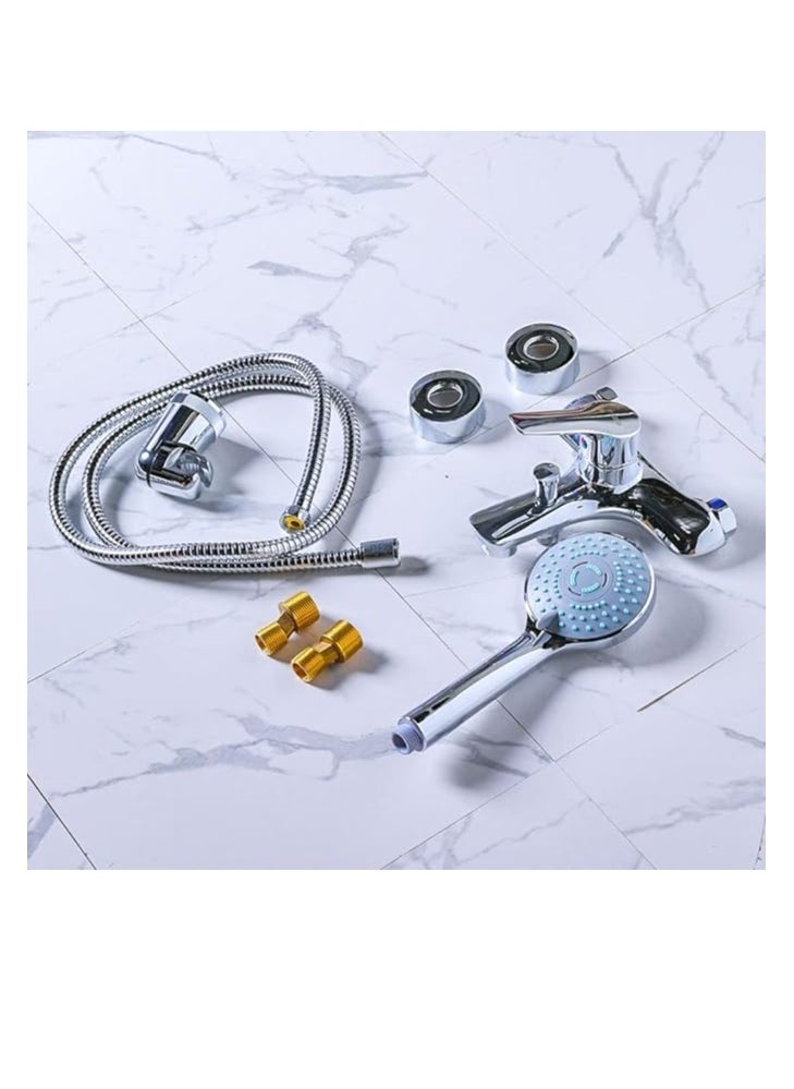 Prato Bath Mixer With Shower Set, Silver - 166 x 215 mm