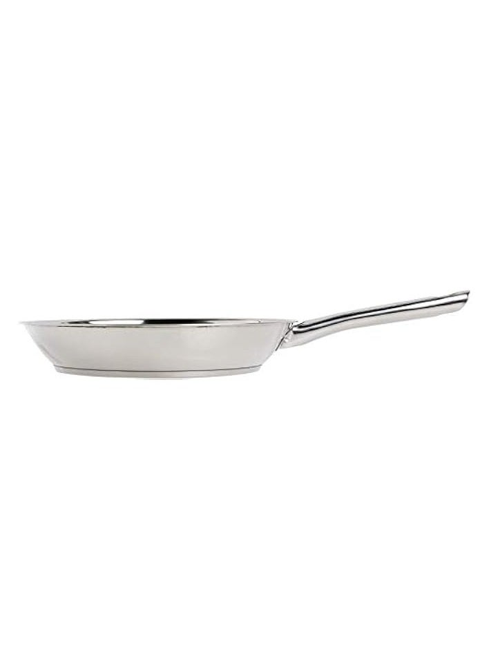 Stainless Steel Dishwasher Safe Oven Safe Fry Pan Saute Pan Cookware, 10.5-Inch, Silver