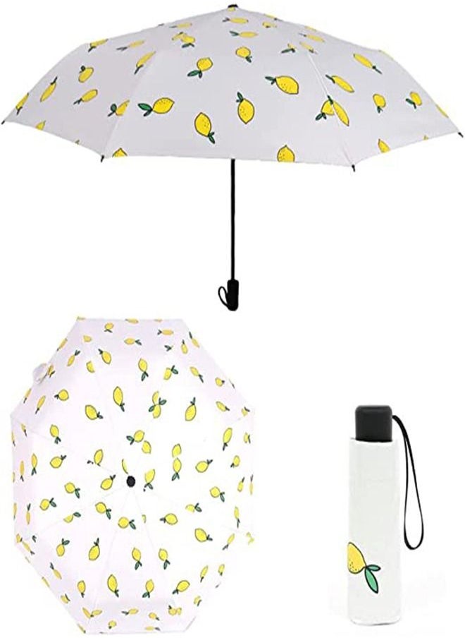 Mini Folding Umbrella, Manual Quick-drying Travel Umbrella, Summer Fruit Umbrella Sunscreen Sunshade Folding Umbrella Ultra-light Compact Portable, 99.9% UV Protection Rain and Shine Umbrella