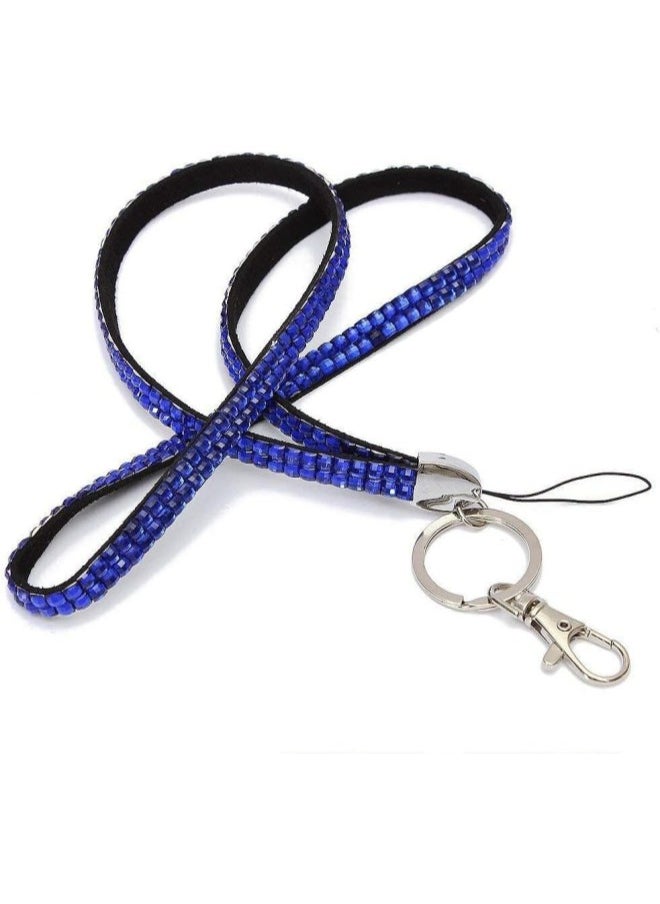 PULABO 1 Pcs Blue Bling Strap Lanyard Rhinestone Strap Key Ring Holder Diamonte Crystal Neck Id Card Phone Holder. Popular