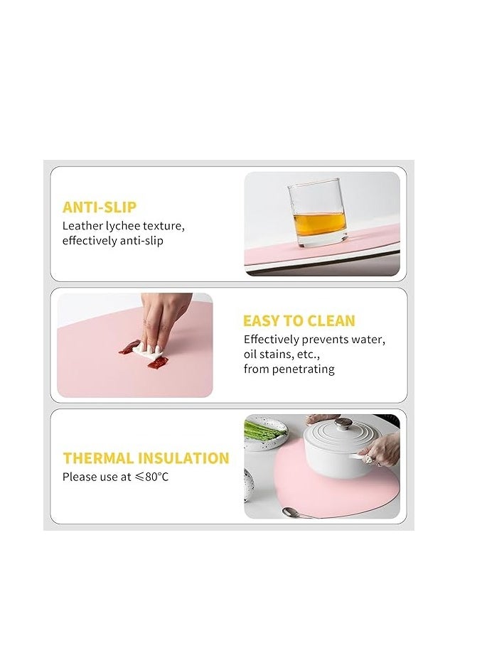 Washable Two-Sided Leather Tablemats – Stain & Heat Resistant, Non-Slip Placemats for Kitchen, Dining, Parties, Weddings, 45 x 36 CM, Durable and Stylish Protection for Your Tabletop