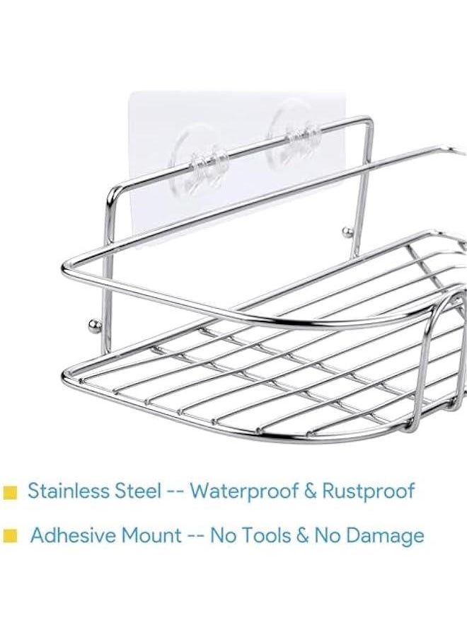 Adhesive Corner Shower Caddy Hanging, SUS304 Stainless Steel, No Rust Bathroom Shelves Wall Mounted Shower Shelf for Shower Organizer/Bathroom Organizer and Storage, 2 Pack