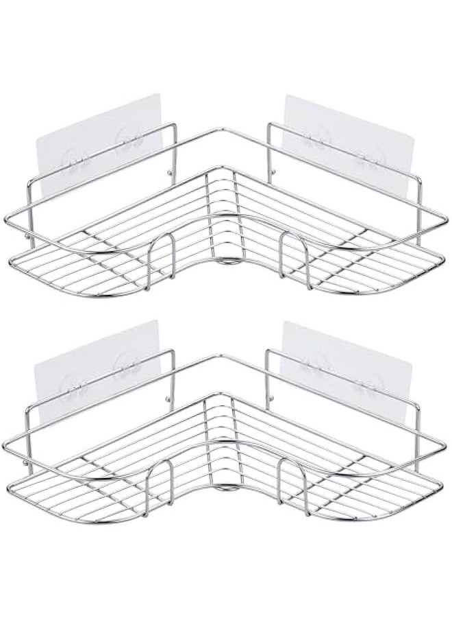 Adhesive Corner Shower Caddy Hanging, SUS304 Stainless Steel, No Rust Bathroom Shelves Wall Mounted Shower Shelf for Shower Organizer/Bathroom Organizer and Storage, 2 Pack