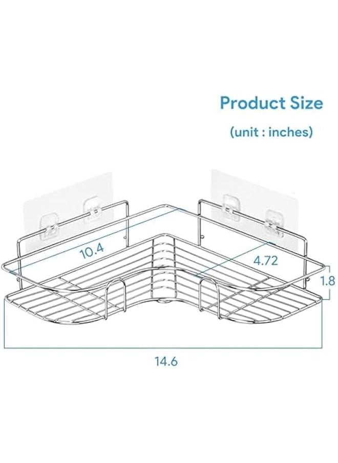 Adhesive Corner Shower Caddy Hanging, SUS304 Stainless Steel, No Rust Bathroom Shelves Wall Mounted Shower Shelf for Shower Organizer/Bathroom Organizer and Storage, 2 Pack