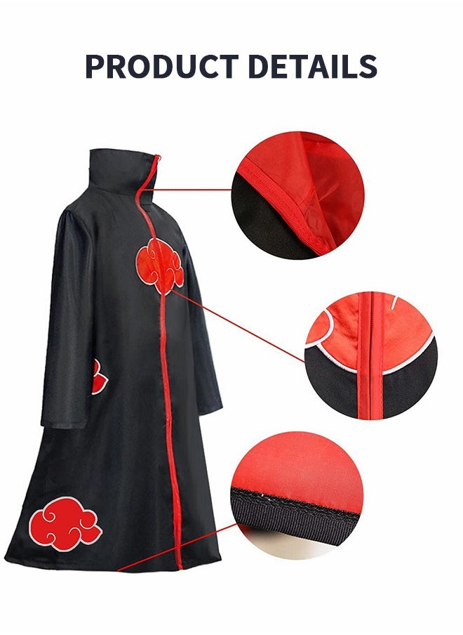 8-Piece Set Unisex Anime Long Robe Cosplay,Anime Naruto Long Robe Akatsuki Cloak Ninja Cosplay Costume Uniform Headband Full Accessories,Party Dressing