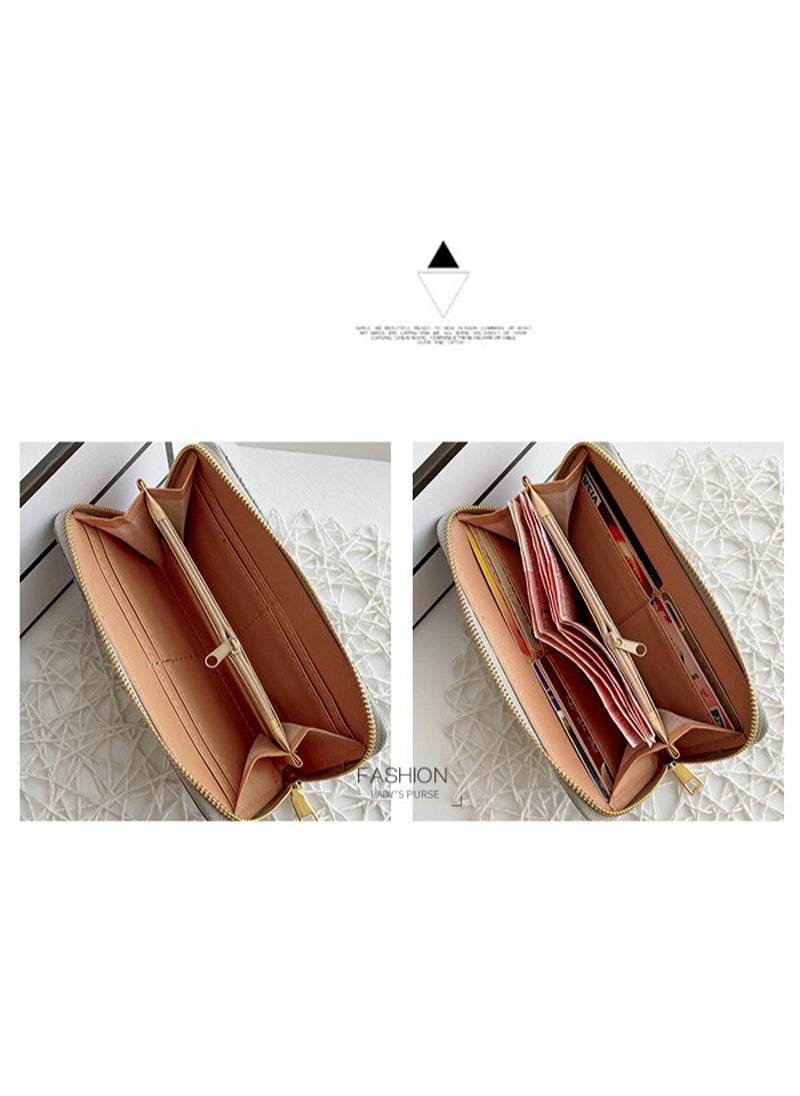 Fashionable PU leather woven wallet  zero wallet new trendy women's wallet  medium to long zipper handbag Green