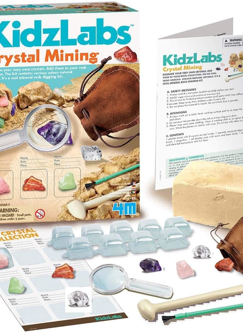 4M Kidzlabs Crystal Mining Kit, DIY Science Kit - Dig for gem Stones, For Boys & Girls Ages 5+