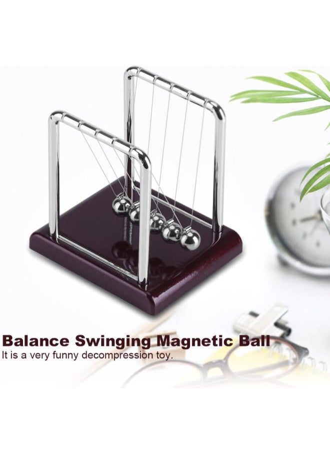 Newtons Cradle Magnetic Ball,Steel Balance Swinging Magnetic Ball Cradle Physics Science Pendulum Desk Fun Toy Gift Desk Table Decor