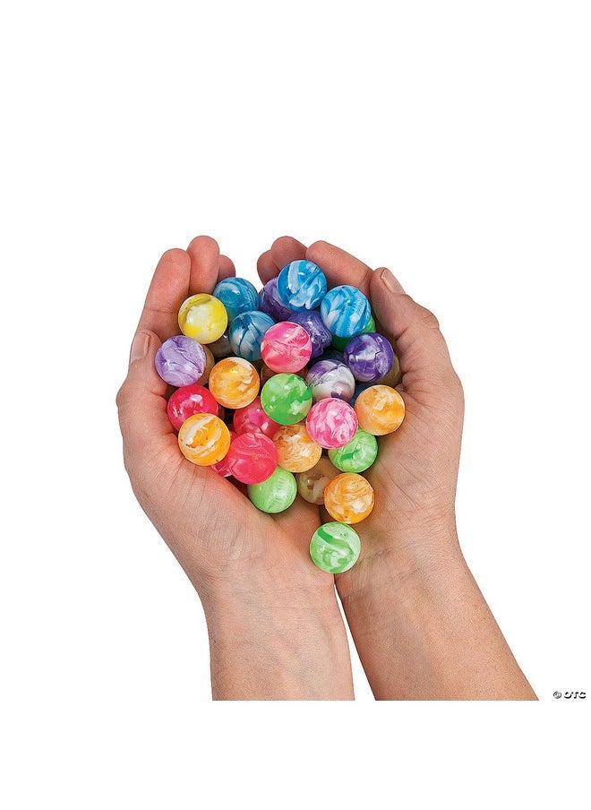 Neon Marbleized Bouncy Balls - Bulk Set Of 48 Small Bouncey Balls
