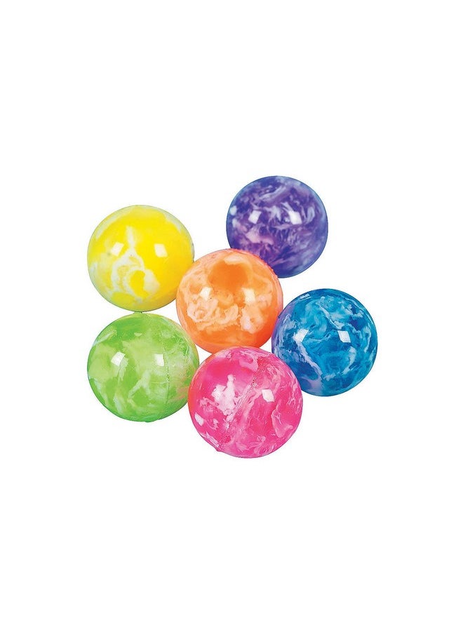Neon Marbleized Bouncy Balls - Bulk Set Of 48 Small Bouncey Balls