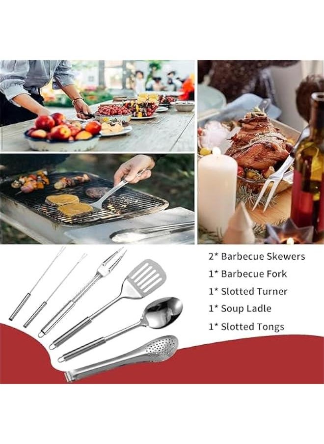 Durku Portable Camping Kitchen Utensil Set-27 Piece Cookware Kit, Stainless Steel Outdoor Cooking and Grilling Utensil Organizer Travel Set Perfect for Travel, Picnics, RVs, Camping, BBQs, Parties