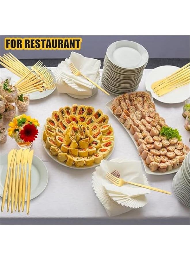 30 PCS Stainless Steel Flatware Cutlery Set,Service for 6, Knife Fork And Spoon For Home & Restaurant (Gold)