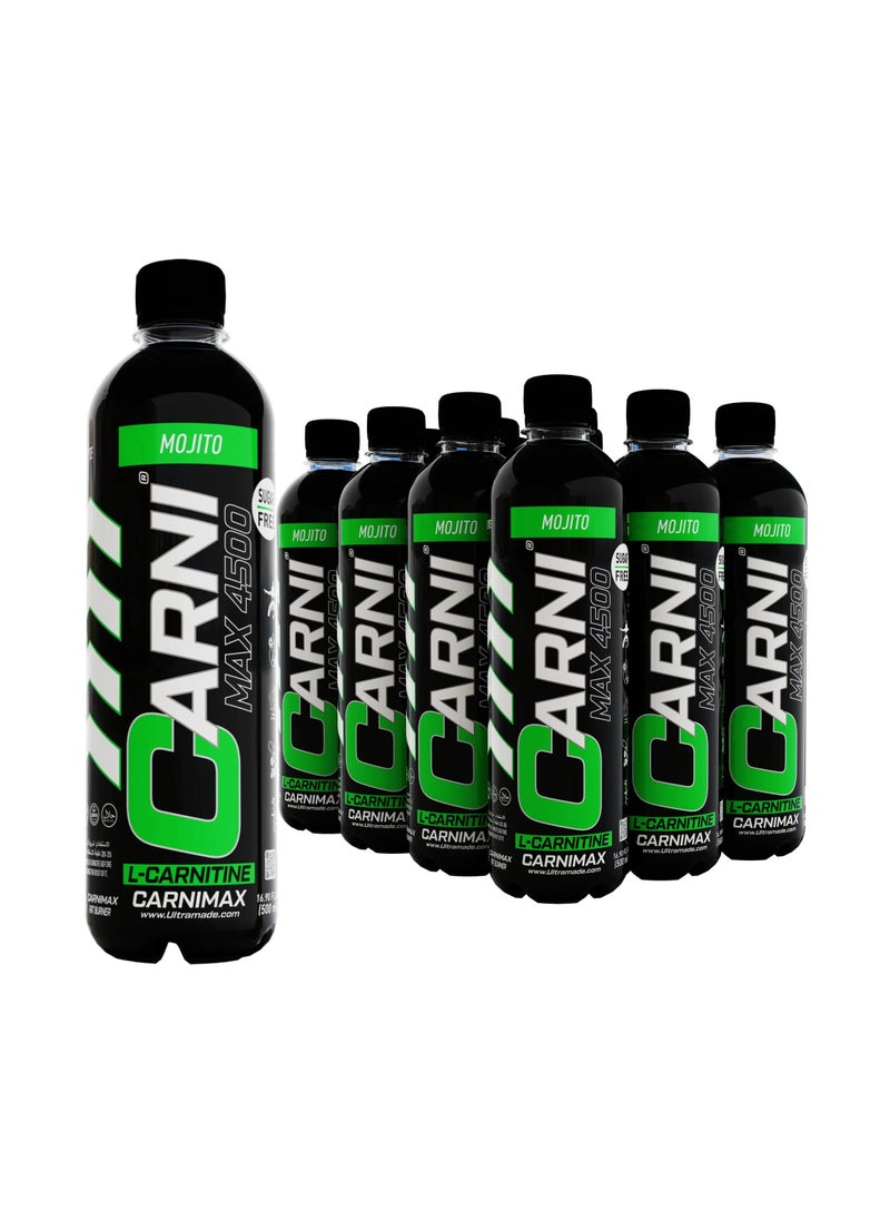 C5 CARNIMAX Mojito - L-CARNITINE Maximum Fat Burn L-Carnitine with Electrolytes, CLA, Chromium, B Complex Vitamins & Alpha GPC - Zero Sugar, 500ml Pack of 12