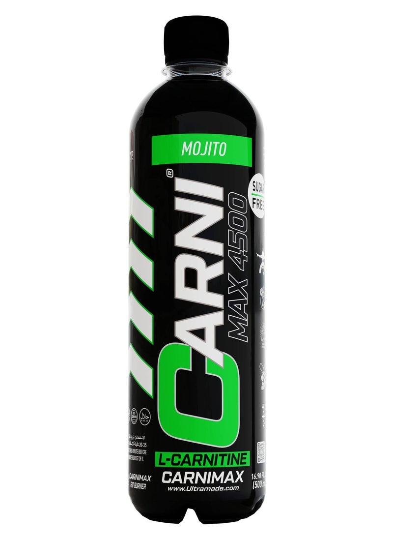 C5 CARNIMAX Mojito - L-CARNITINE Maximum Fat Burn L-Carnitine with Electrolytes, CLA, Chromium, B Complex Vitamins & Alpha GPC - Zero Sugar, 500ml Pack of 12