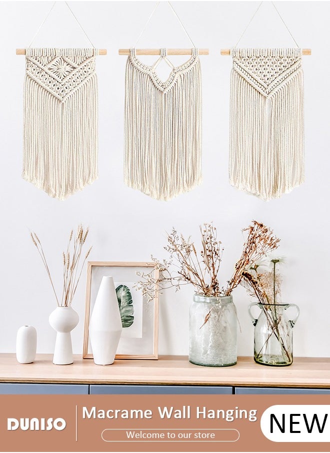 3 PCS Macrame Wall Hanging, Hand Woven Boho Tapestry, Home Wall Decor, Multifunctional Woven Hanging Tapestry with Long Tassel for Bedroom Living Room Apartment Gallery