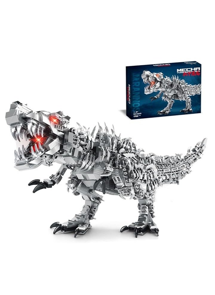 CHU DAI Jurassic Tyrannosaurus mechanical Tyrannosaurus dinosaur Tyrannosaurus Rex assembly building blocks boy toy birthday gift soldier toy games educational large size building blocks（1766 pieces）