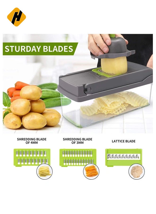 Vegetable Chopper,Senbowe Multifunctional 13-in-1 Food Choppers Onion Chopper Vegetable Slicer Cutter Dicer Veggie chopper with 8 Blades