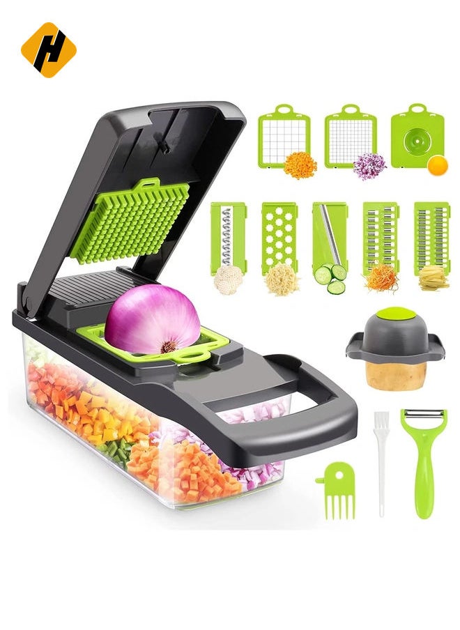 Vegetable Chopper,Senbowe Multifunctional 13-in-1 Food Choppers Onion Chopper Vegetable Slicer Cutter Dicer Veggie chopper with 8 Blades