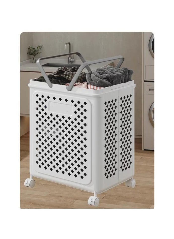 Large Laundry Basket with Wheels - Foldable Laundry Hamper with Large Capacity for Bathroom, Balcony, and Home Organization - Multifunctional Laundry Organizer for Clothes and Towels