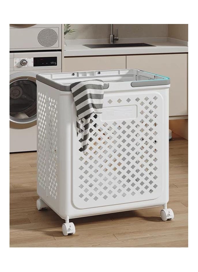 Large Laundry Basket with Wheels - Foldable Laundry Hamper with Large Capacity for Bathroom, Balcony, and Home Organization - Multifunctional Laundry Organizer for Clothes and Towels