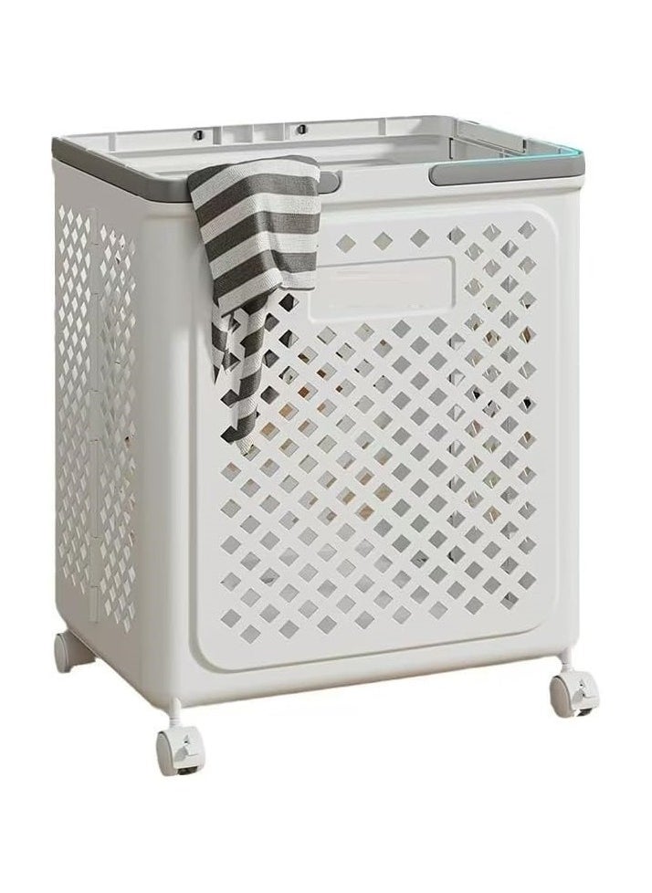 Large Laundry Basket with Wheels - Foldable Laundry Hamper with Large Capacity for Bathroom, Balcony, and Home Organization - Multifunctional Laundry Organizer for Clothes and Towels