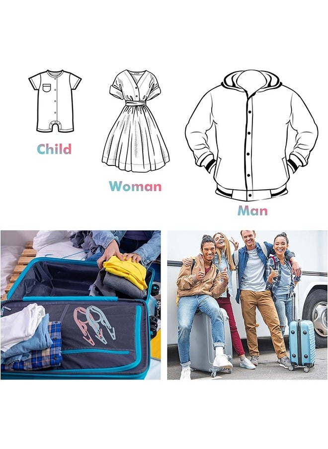 12Pcs Collapsible Clothes Hangers, Plastic Portable Folding Clothes Hangers, Coat Hanger Travel Drying Rack, Travel Accessories for Outdoors Activities Travel at Home Four Colors