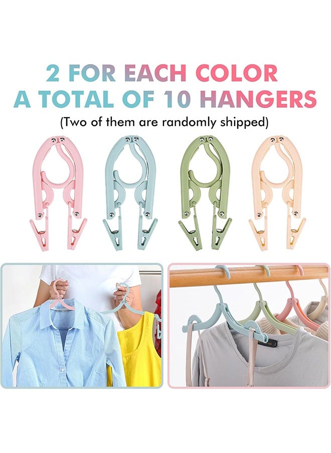 12Pcs Collapsible Clothes Hangers, Plastic Portable Folding Clothes Hangers, Coat Hanger Travel Drying Rack, Travel Accessories for Outdoors Activities Travel at Home Four Colors
