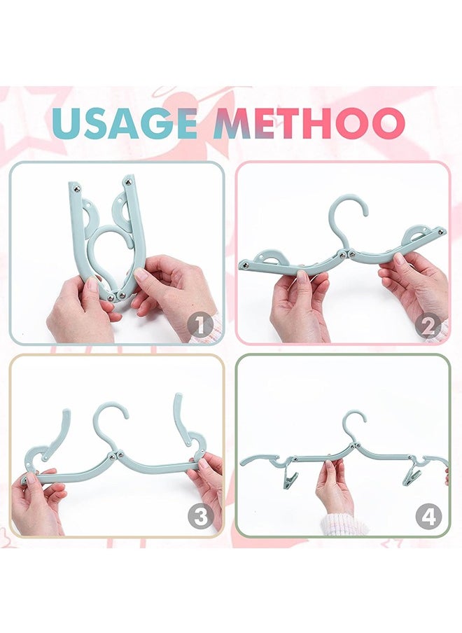 12Pcs Collapsible Clothes Hangers, Plastic Portable Folding Clothes Hangers, Coat Hanger Travel Drying Rack, Travel Accessories for Outdoors Activities Travel at Home Four Colors