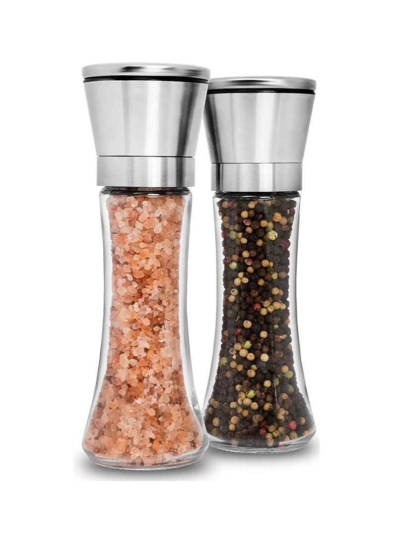 2 Pcs Salt and Pepper Grinder，Seasoning Container Salt and Pepper Shakers Set for Kitchen