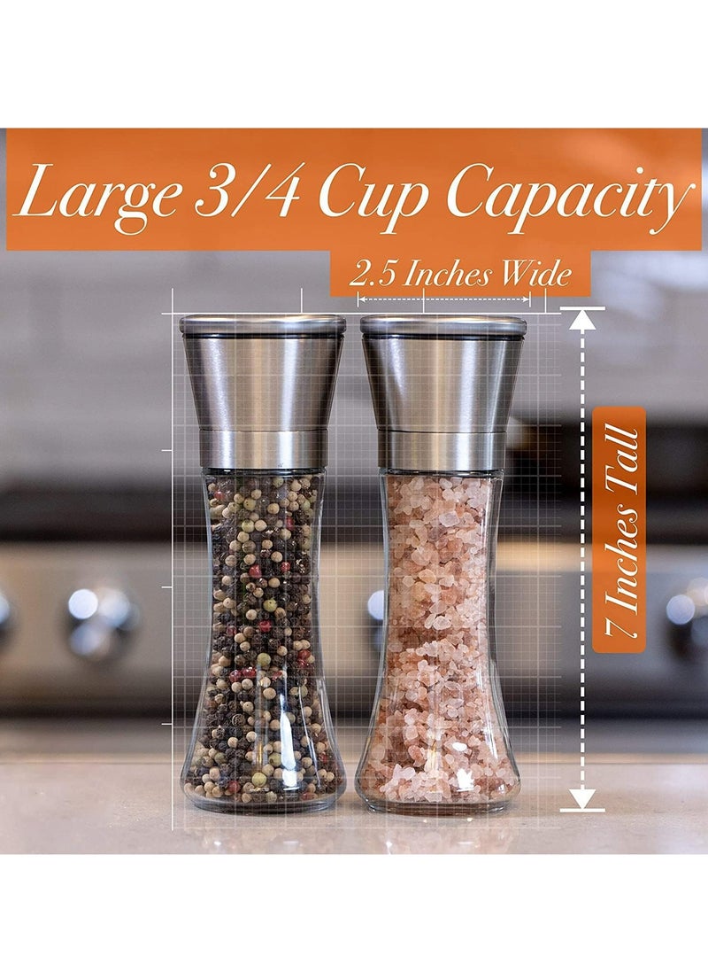 2 Pcs Salt and Pepper Grinder，Seasoning Container Salt and Pepper Shakers Set for Kitchen