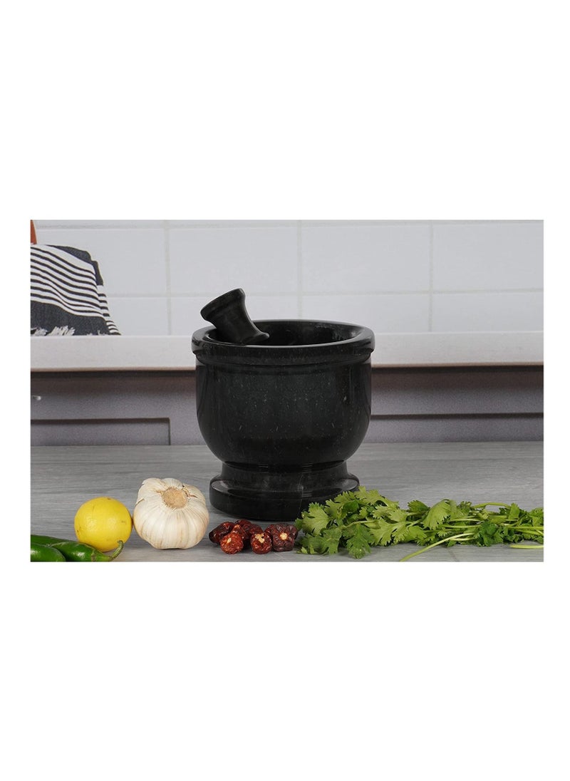 Handmade 5 Inches  Marble Granite Black Mortar and Pestle Kitchen Spices Grinder