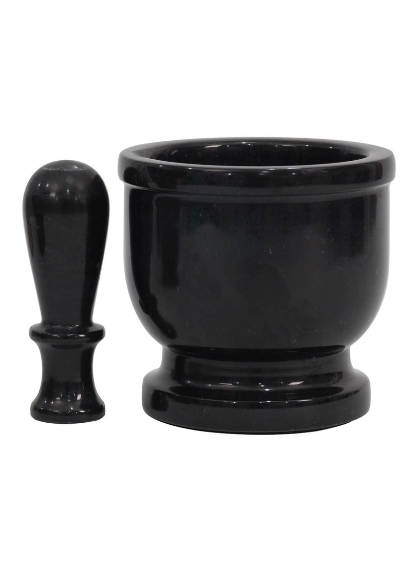 Handmade 5 Inches  Marble Granite Black Mortar and Pestle Kitchen Spices Grinder