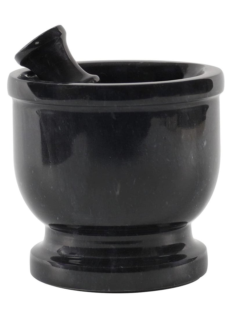 Handmade 5 Inches  Marble Granite Black Mortar and Pestle Kitchen Spices Grinder