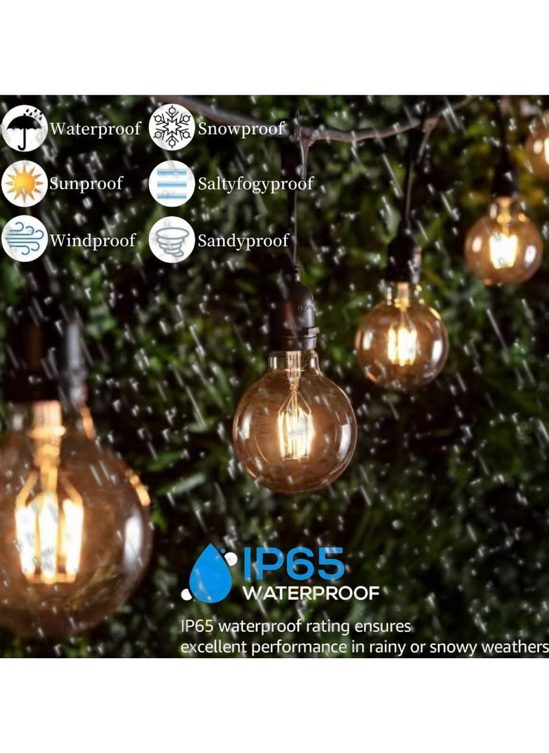 Outdoor Waterproof IP65 Led String Lights E27 Holder 100 Meter Bulb Holder Wire With 200 Bulbs 4W G80 Amber With EU Plug Solar Bulb Holder For Ramadan Decoration Lights And Outdoor Decoration Light Hanging Light String Wire Ramadan Light For Commercial Patio Garden & Porch Yard