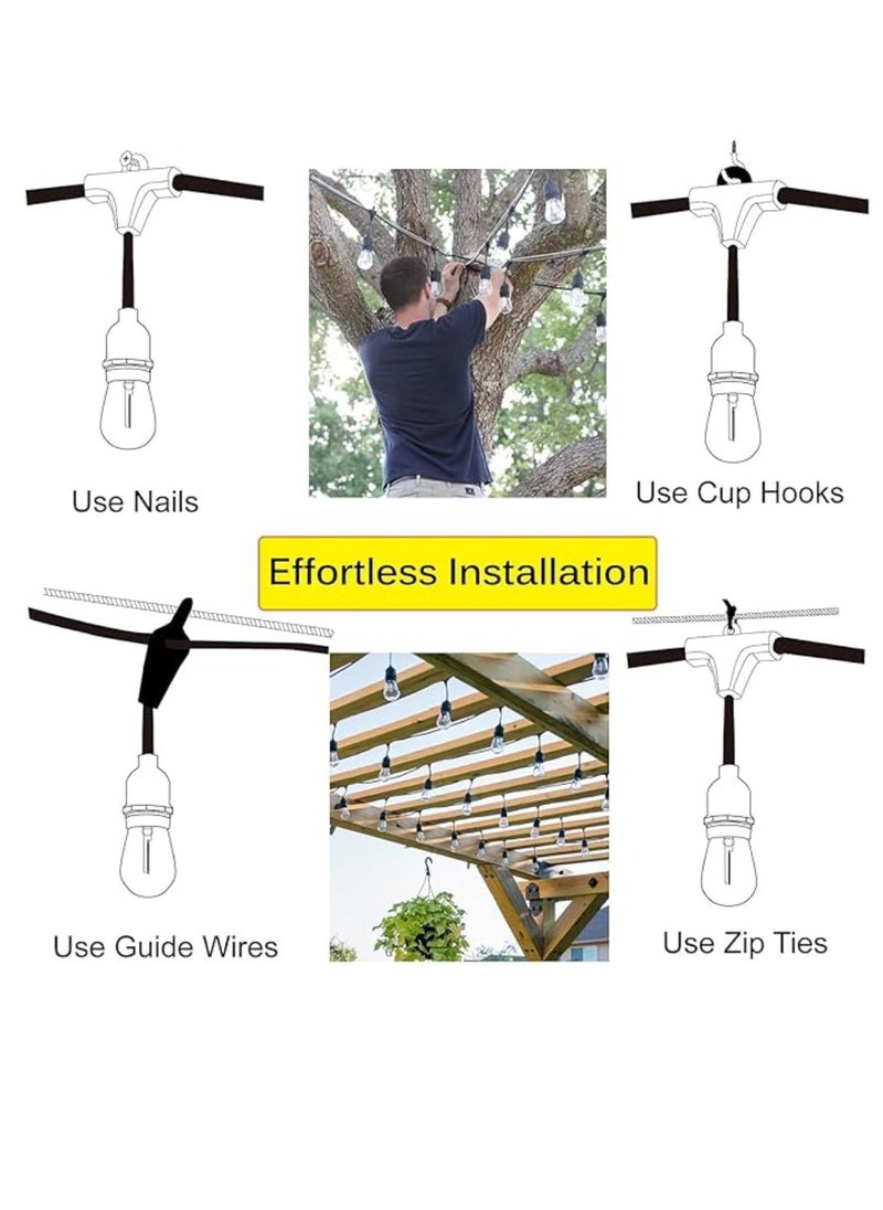 Outdoor Waterproof IP65 Led String Lights E27 Holder 100 Meter Bulb Holder Wire With 200 Bulbs 4W G45 Amber With EU Plug Solar Bulb Holder For Ramadan Decoration Lights And Outdoor Decoration Light Hanging Light String Wire Ramadan Light For Commercial Patio Garden & Porch Yard