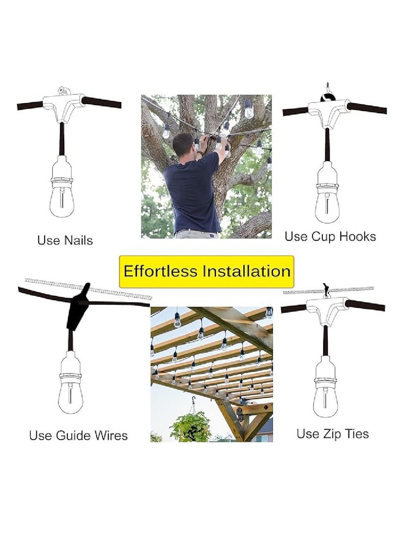 Outdoor Waterproof IP65 Led String Lights E27 Holder 100 Meter Bulb Holder Wire With 200 Bulbs 4W G45 Clear With EU Plug Solar Bulb Holder For Ramadan Decoration Lights And Outdoor Decoration Light Hanging Light String Wire Ramadan Light For Commercial Patio Garden & Porch Yard