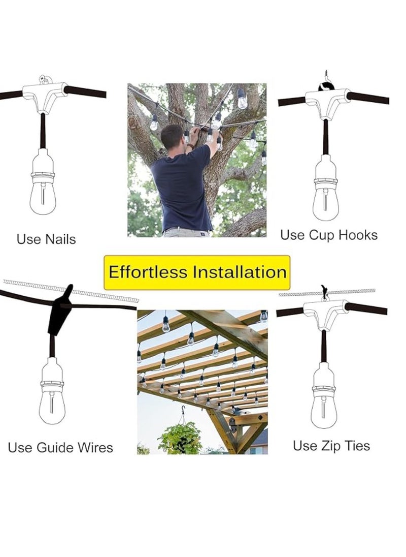 Outdoor Waterproof IP65 Led String Lights E27 Holder 100 Meter Bulb Holder Wire With 200 Bulbs 4W ST64 Clear With EU Plug Solar Bulb Holder For Ramadan Decoration Lights And Outdoor Decoration Light Hanging Light String Wire Ramadan Light For Commercial Patio Garden & Porch Yard