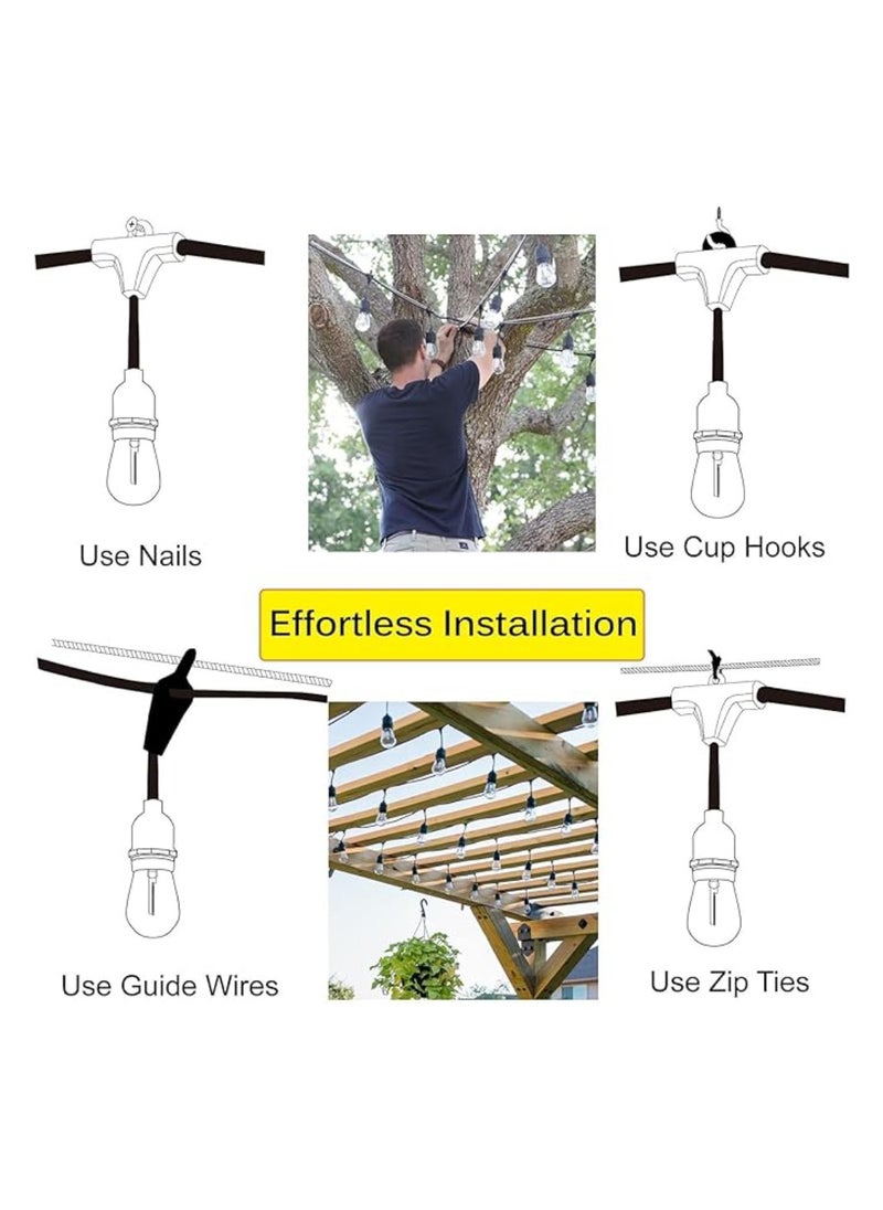 Outdoor Waterproof IP65 Led String Lights E27 Holder 100 Meter Bulb Holder Wire With 200 Bulbs 4W A60 Amber With EU Plug Solar Bulb Holder For Ramadan Decoration Lights And Outdoor Decoration Light Hanging Light String Wire Ramadan Light For Commercial Patio Garden & Porch Yard