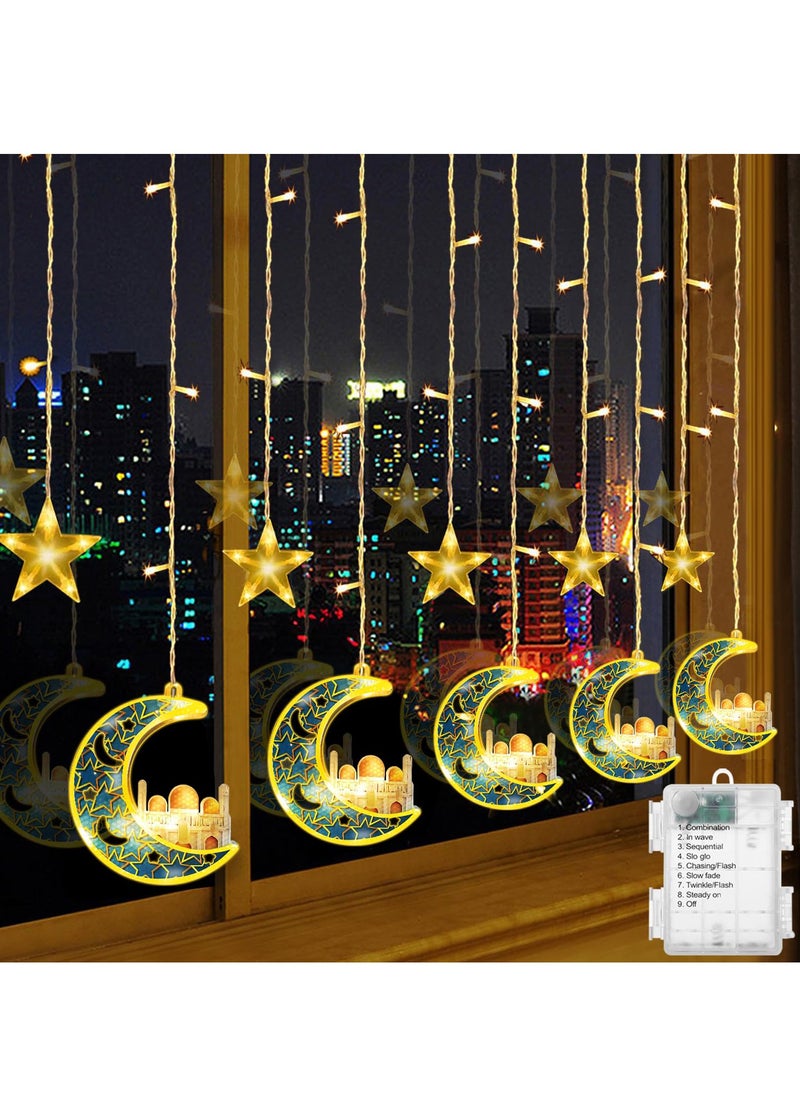 Ramadan Decorations Star Moon Lights, Battery Case Powered Window Star Moon Lights Ramadan Decorations Home Bedroom Indoor Outdoor