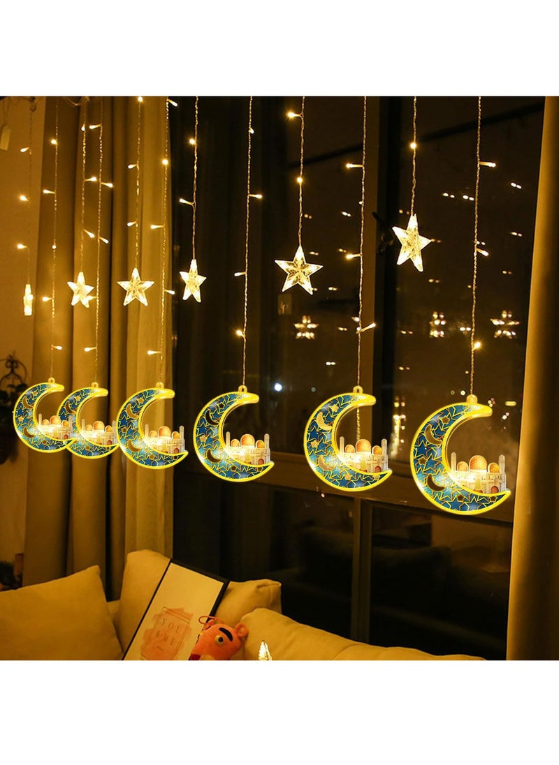 Ramadan Decorations Star Moon Lights, Battery Case Powered Window Star Moon Lights Ramadan Decorations Home Bedroom Indoor Outdoor