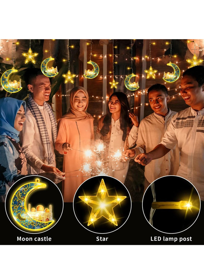 Ramadan Decorations Star Moon Lights, Battery Case Powered Window Star Moon Lights Ramadan Decorations Home Bedroom Indoor Outdoor