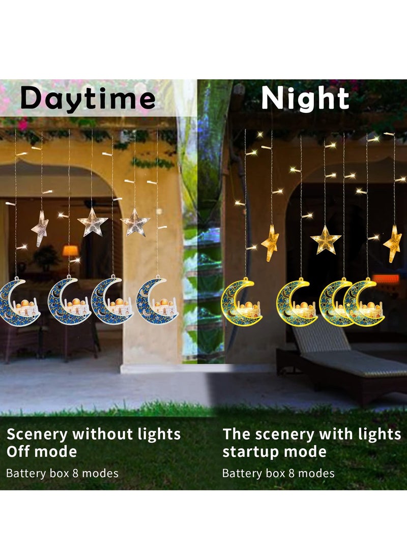 Ramadan Decorations Star Moon Lights, Battery Case Powered Window Star Moon Lights Ramadan Decorations Home Bedroom Indoor Outdoor