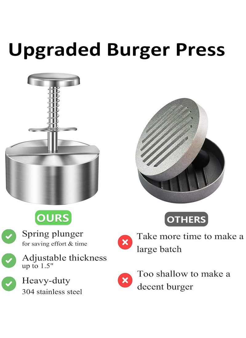 Adjustable Burger Press Hamburger Patty Maker Press Mold for Beef Meat Homemade Burgers